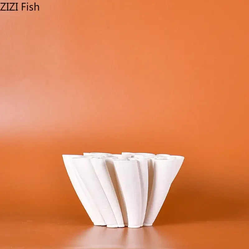 White coral ceramic vase plant pots living room floral decor