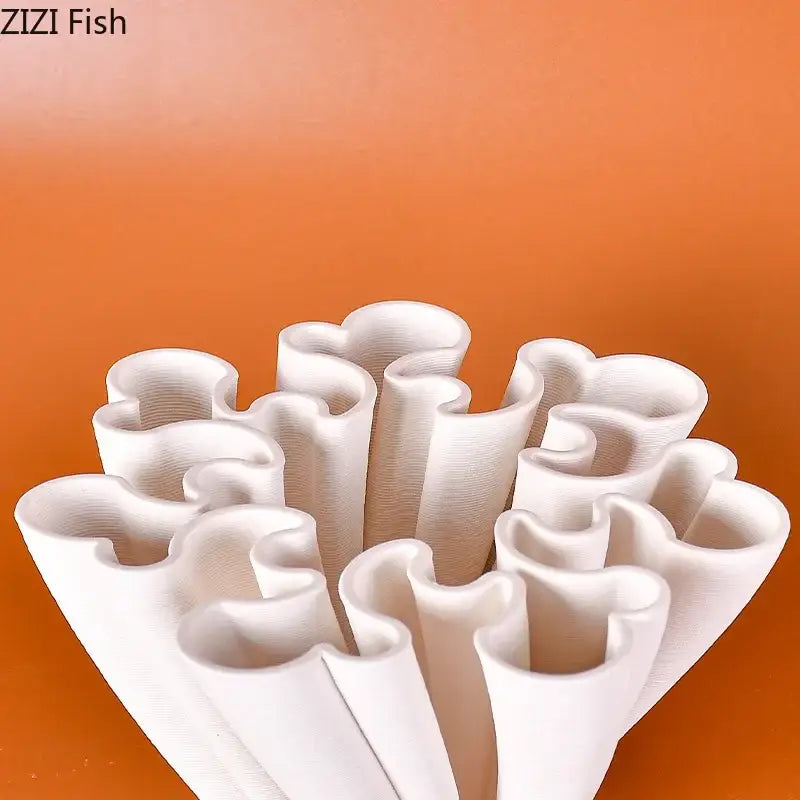 White coral ceramic vase plant pots living room floral decor
