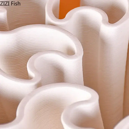 White coral ceramic vase plant pots living room floral decor