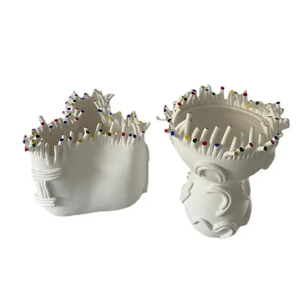 White coral shapes ceramic flower pot vase living room decor