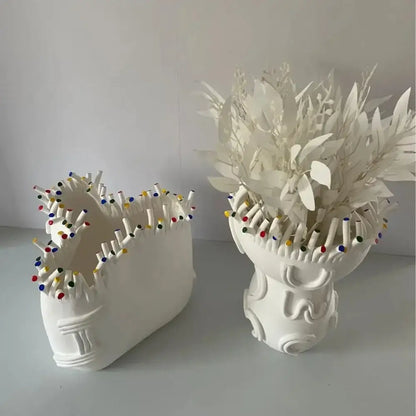 White coral shapes ceramic flower pot vase living room decor