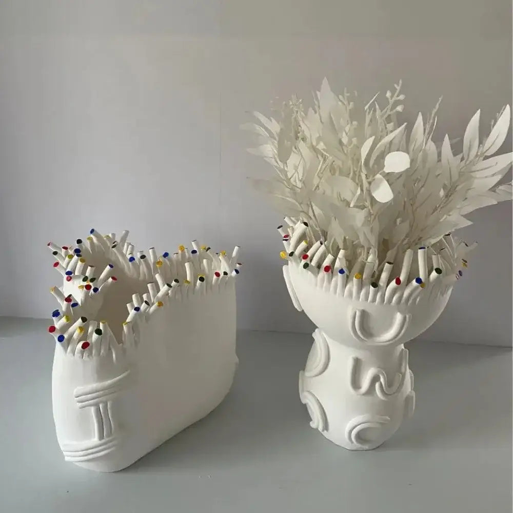 White coral shapes ceramic flower pot vase living room decor