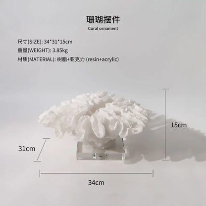 White coral tree resin handicrafts with crystal base living room decor
