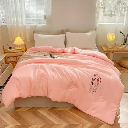 White cotton soya fibre filling embroidered duvet – bedroom comforter