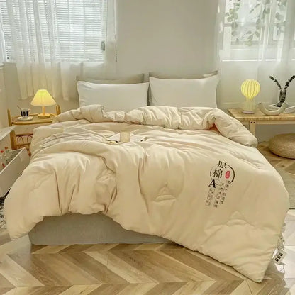 White cotton soya fibre filling embroidered duvet – bedroom comforter