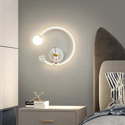 White crescent astronaut wall lamp bedroom starlight decor
