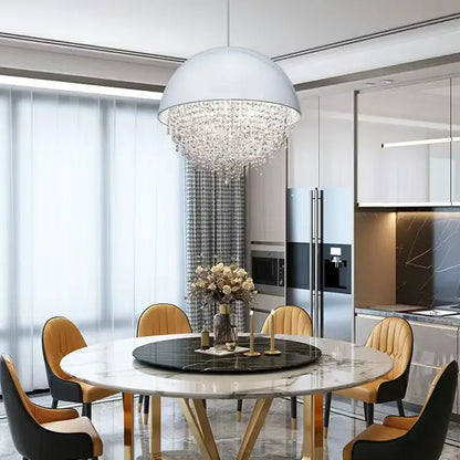 White crystal tassel iron chandelier living room luxury led lamp