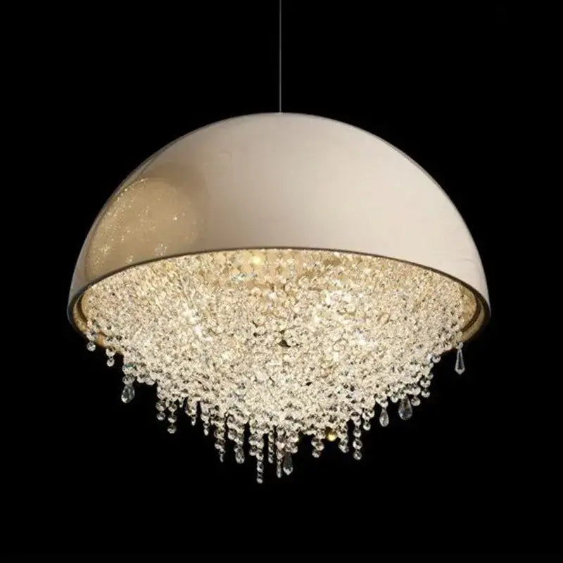 White crystal tassel iron chandelier living room luxury led lamp