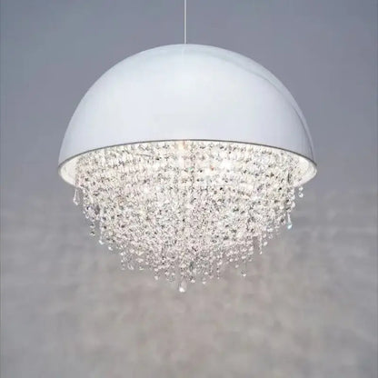 White crystal tassel iron chandelier living room luxury led lamp