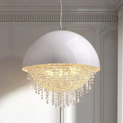 White crystal tassel iron chandelier living room luxury led lamp