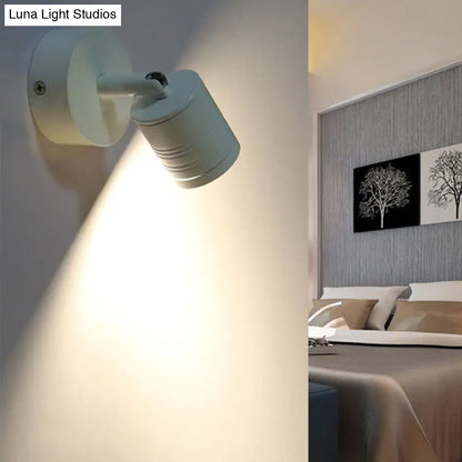 DecorBites™ White Cylinder LED Wall Sconce Lamp for Bedside - Simple Style Metal Light Fixture in Warm/White Light