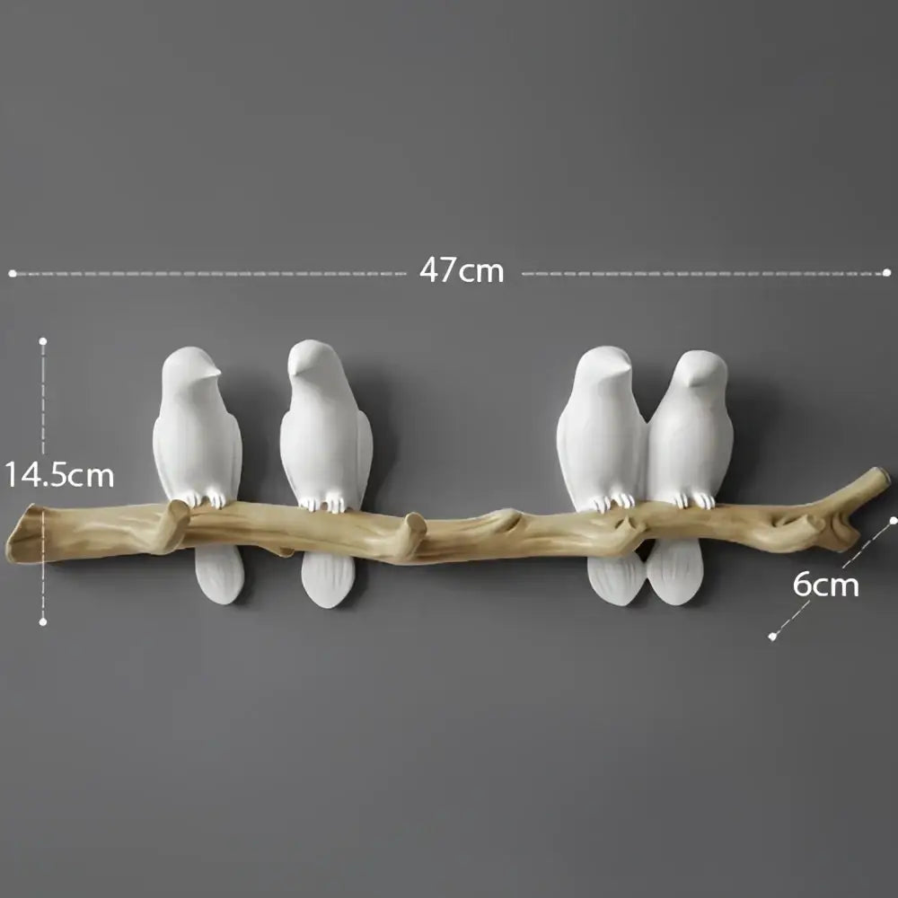 White bird resin hanger kitchen hook on wood branch