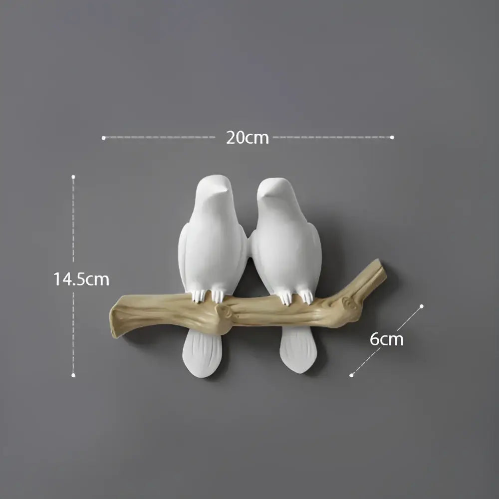 White bird resin hanger kitchen hook on wood branch