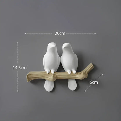 White bird resin hanger kitchen hook on wood branch