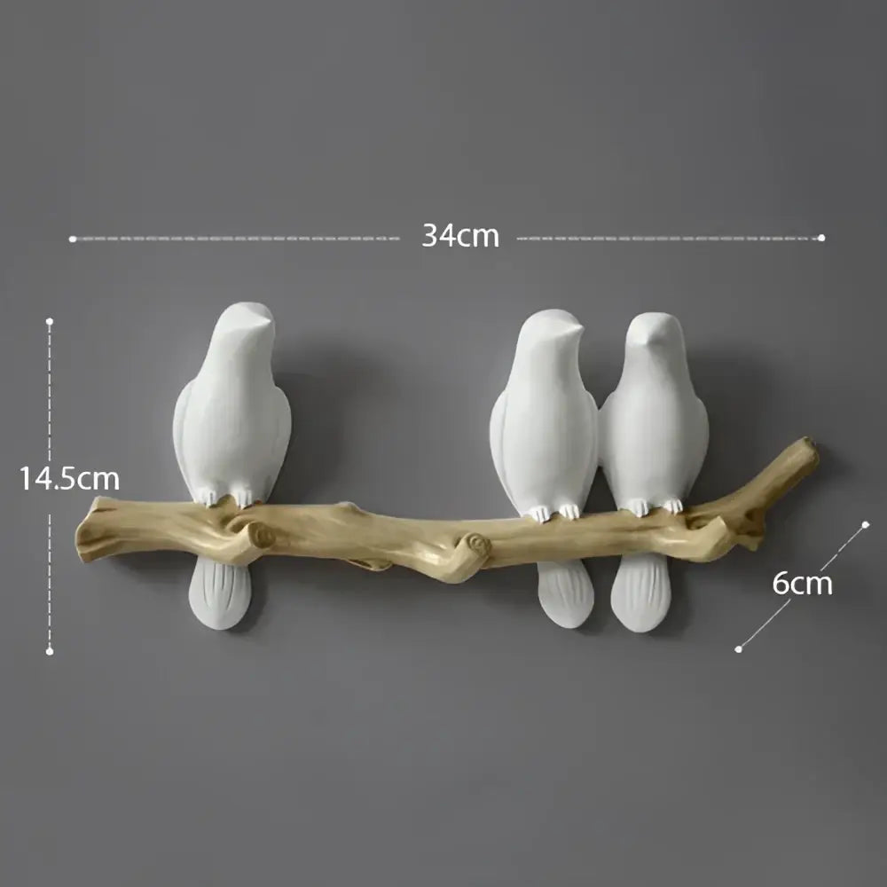 White bird resin hanger kitchen hook on wood branch