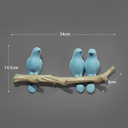 White bird resin hanger kitchen hook on wood branch