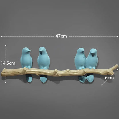 White bird resin hanger kitchen hook on wood branch