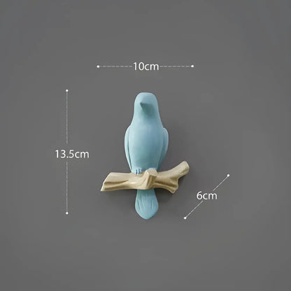 White bird resin hanger kitchen hook on wood branch