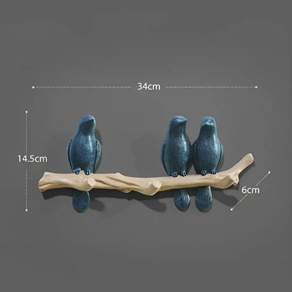 White bird resin hanger kitchen hook on wood branch