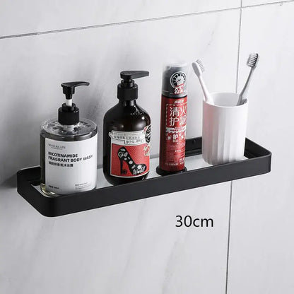 White double tier glass corner shelf with towel bar for bathroom
