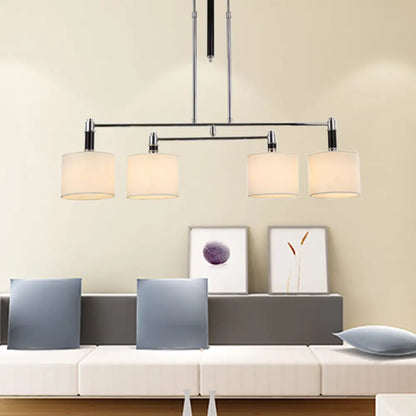 DecorBites™ White Drum Shade Pendant Light Kit for Dining Room and Island, Set of 4