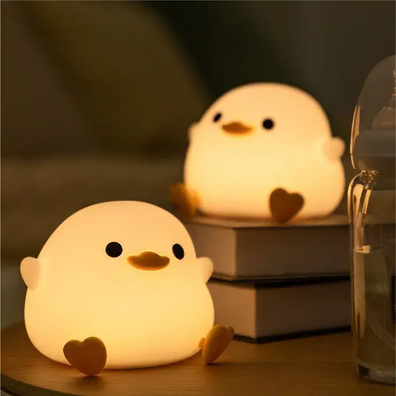 White duck silicone night light bedroom touch sensor timer