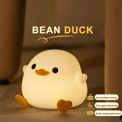 White duck silicone night light bedroom touch sensor timer