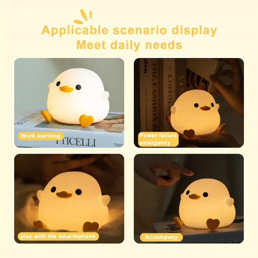 White duck silicone night light bedroom touch sensor timer