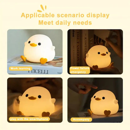 White duck silicone night light bedroom touch sensor timer