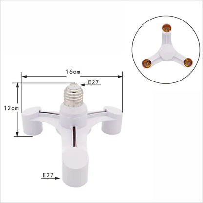 White e27 lamp holder 3-way converter pack for living room lighting