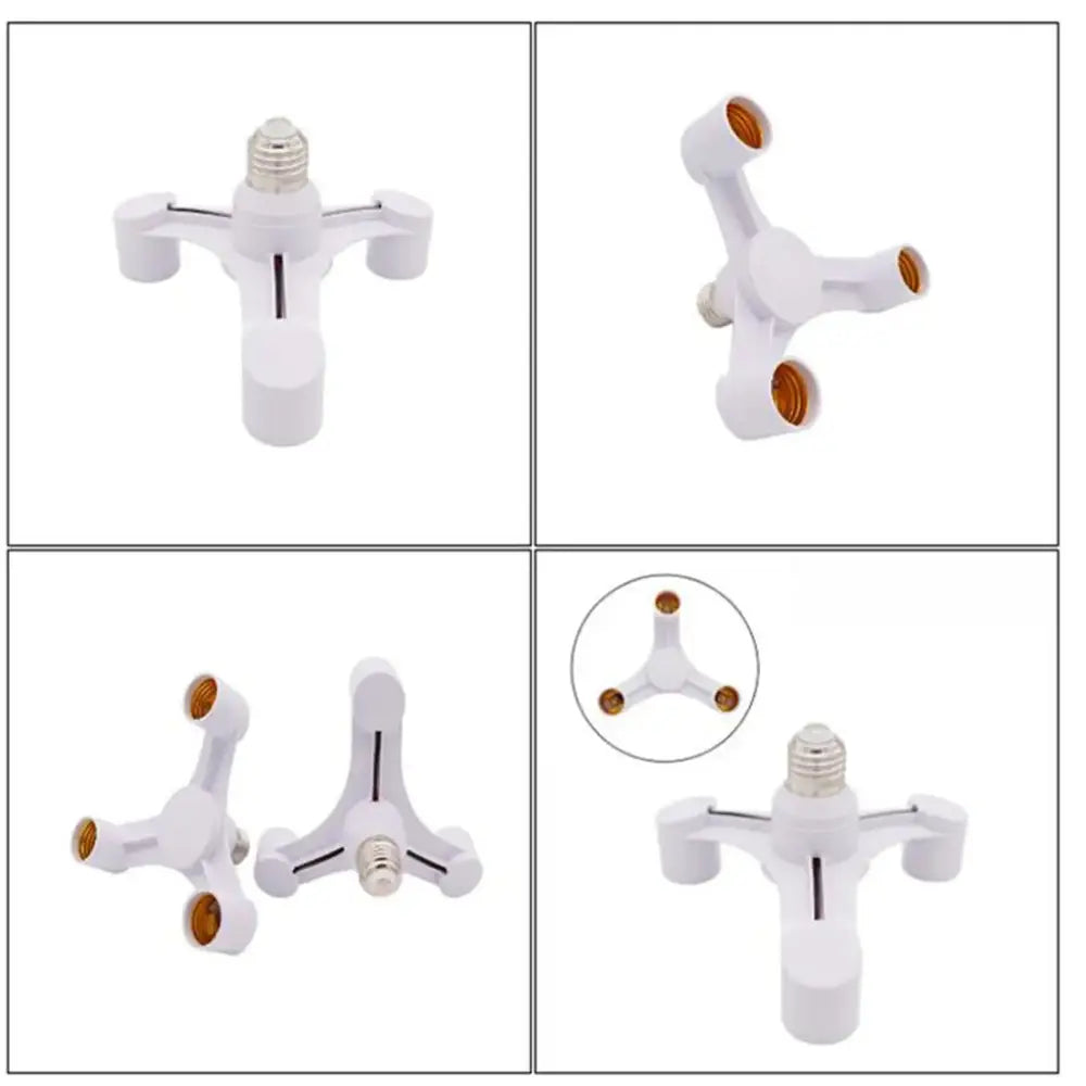 White e27 lamp holder 3-way converter pack for living room lighting