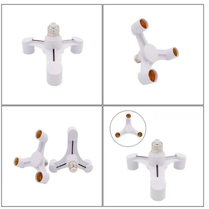 White e27 lamp holder 3-way converter pack for living room lighting
