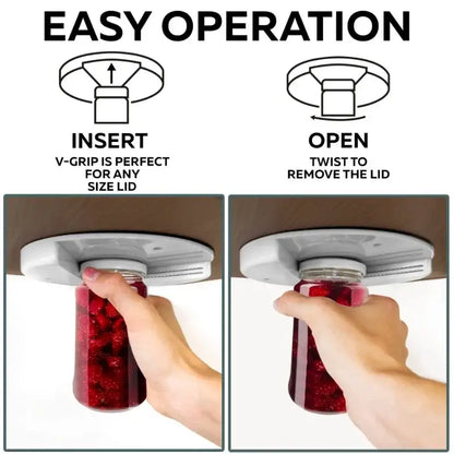 White easy twist jar opener kitchen lid remover with adhesive mount