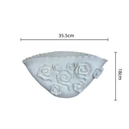 White embossed rose ceramic vase living room scalloped porcelain decor