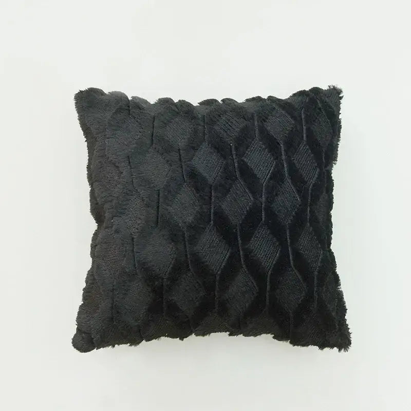 White embroidered diamond cushion cover for living room decor