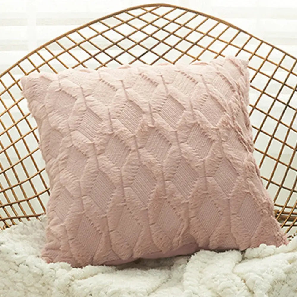 White embroidered diamond cushion cover for living room decor