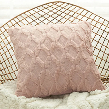 White embroidered diamond cushion cover for living room decor