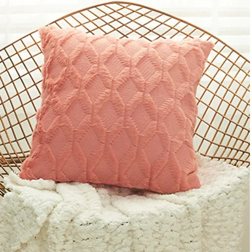 White embroidered diamond cushion cover for living room decor