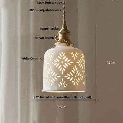 White enamel pendant light with ceramic knob switch kitchen lamp