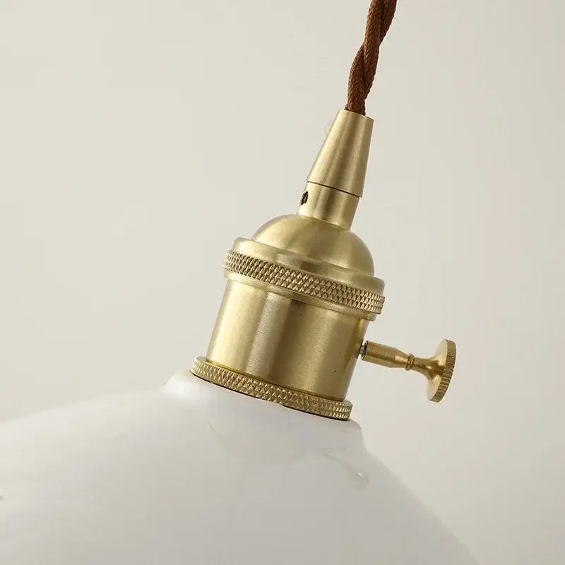 White enamel pendant light with ceramic knob switch kitchen lamp