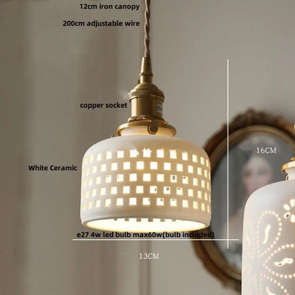 White enamel pendant light with ceramic knob switch kitchen lamp