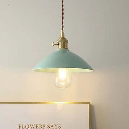 White enamel pendant light with ceramic knob switch kitchen lamp