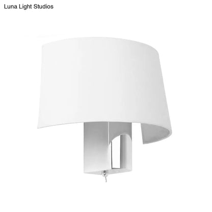 DecorBites™ White Fabric Modern Sconce Lamp - Minimalist Bedroom Wall Lighting Idea with Chrome Lamp Socket