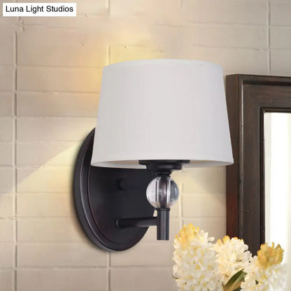 DecorBites™ White Fabric Wall Sconce Light: Modern Style with Crystal Ball Deco