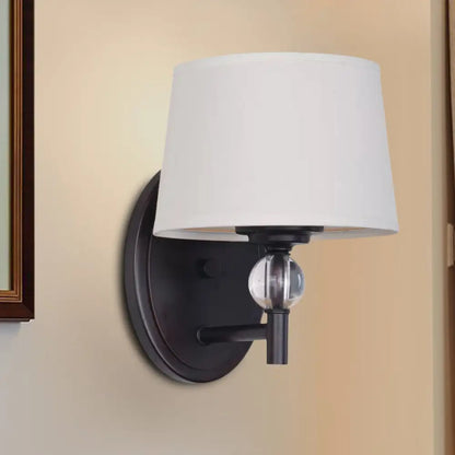 DecorBites™ White Fabric Wall Sconce Light: Modern Style with Crystal Ball Deco