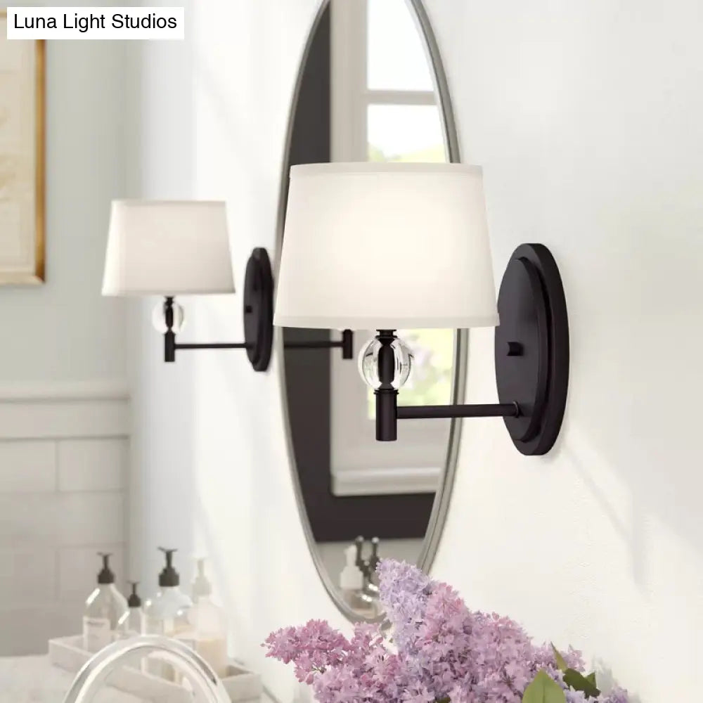 DecorBites™ White Fabric Wall Sconce Light: Modern Style with Crystal Ball Deco