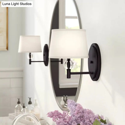 DecorBites™ White Fabric Wall Sconce Light: Modern Style with Crystal Ball Deco