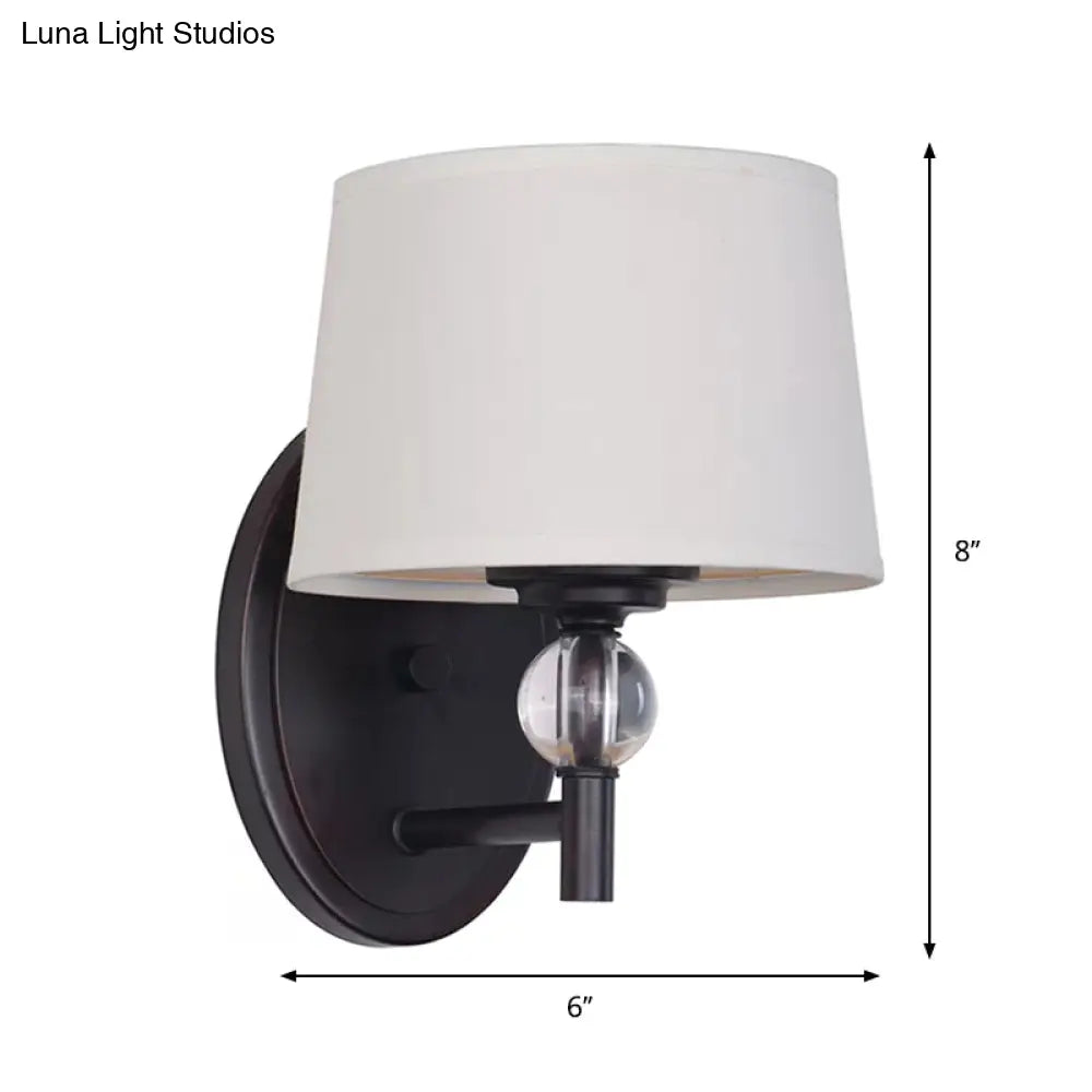 DecorBites™ White Fabric Wall Sconce Light: Modern Style with Crystal Ball Deco