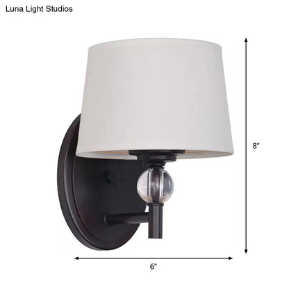 DecorBites™ White Fabric Wall Sconce Light: Modern Style with Crystal Ball Deco