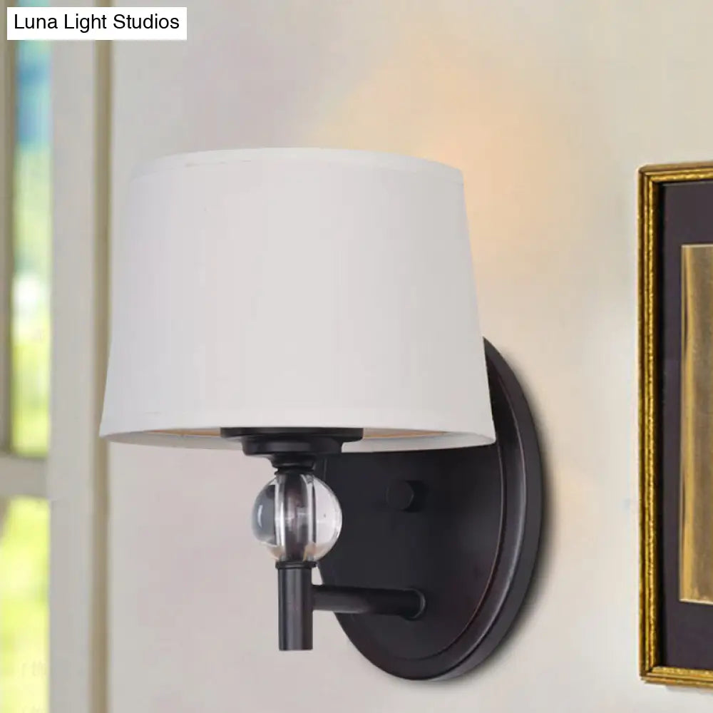DecorBites™ White Fabric Wall Sconce Light: Modern Style with Crystal Ball Deco
